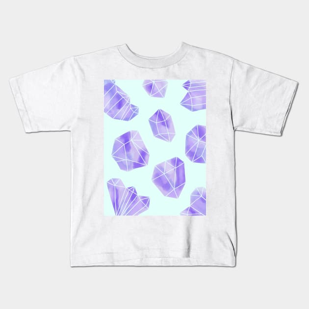 Watercolour Purple Crystal Print Kids T-Shirt by AlexandraStr